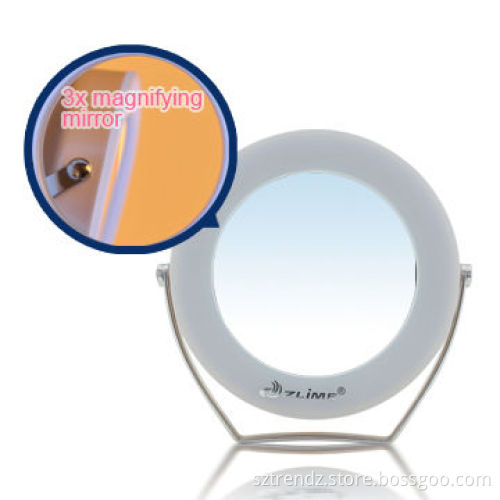 3X magnifying, mini and compact built-in LED light makeup mirror